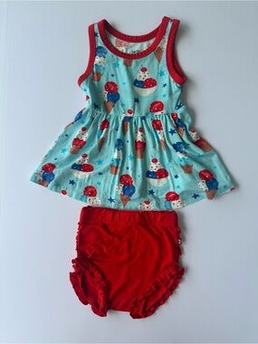 Birdie Bean | Bamboo 4th of July Ice Cream Daywear Set | 12-18 months
